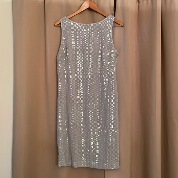 Lauren by Ralph Lauren - Silver Sequin Evening Dress size 14 - Picture 1 of 3